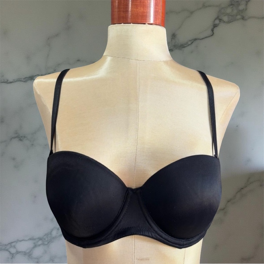 PINK Victoria's Secret Black Silky Convertible Push Up Bra